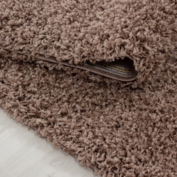 Teppich Shaggy Hochflor Wohnzimmer Uni Farben Mokka